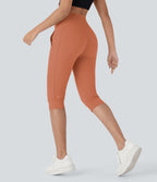 Pantalon corsaire jogging de yoga Softlyzero™ moelleux, taille haute à cordon avec poches latérales