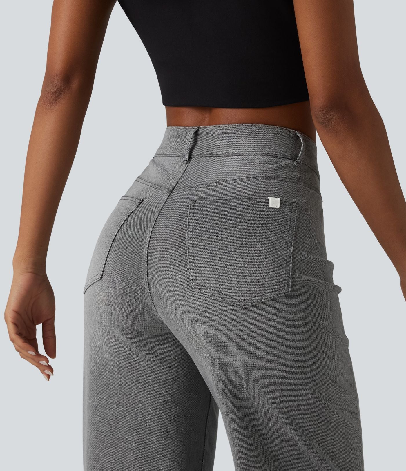 Jean baggy asymétrique Halara Flex™ taille haute effet délavé avec poches