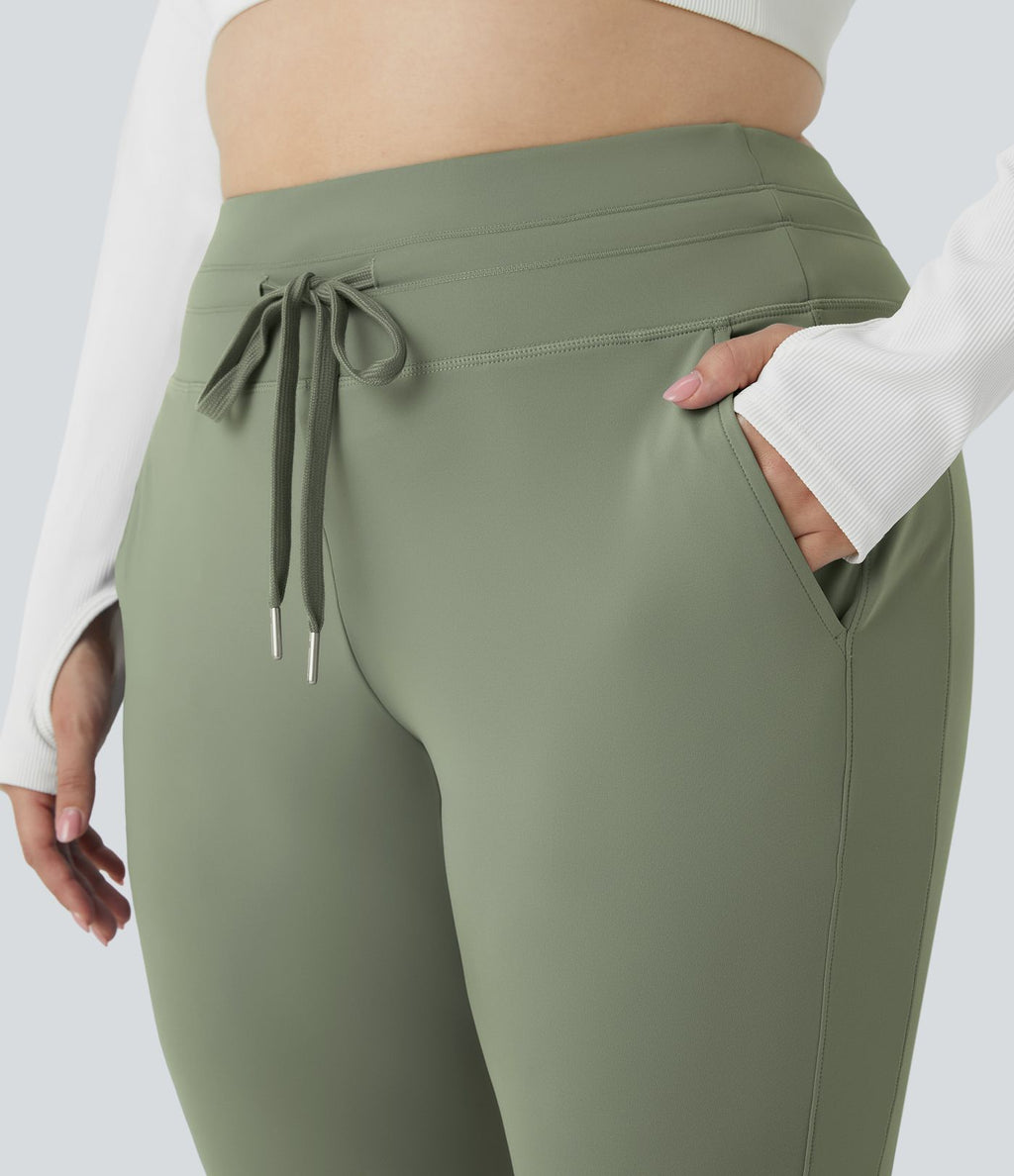 Jogging grande taille SoftlyZero™ Airy taille haute avec cordon de serrage poches latérales longueur complète effet frais InstantCool, protection solaire UPF50+