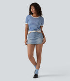 Skort Halara Flex™ jean décontracté taille haute micro avec poches