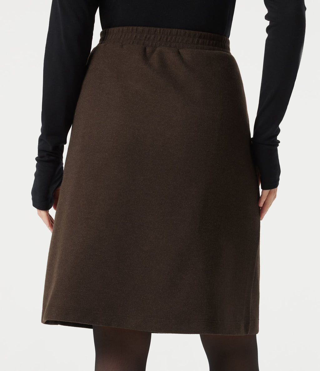 Jupe tailleur midi taille haute en polaire à poches