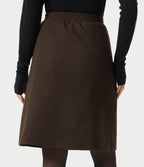 Jupe tailleur midi taille haute en polaire à poches