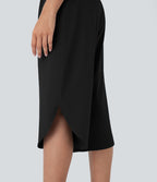 Pantalon capri de vacances Breezeful™ taille haute croisée avec poches latérales, fente et séchage rapide