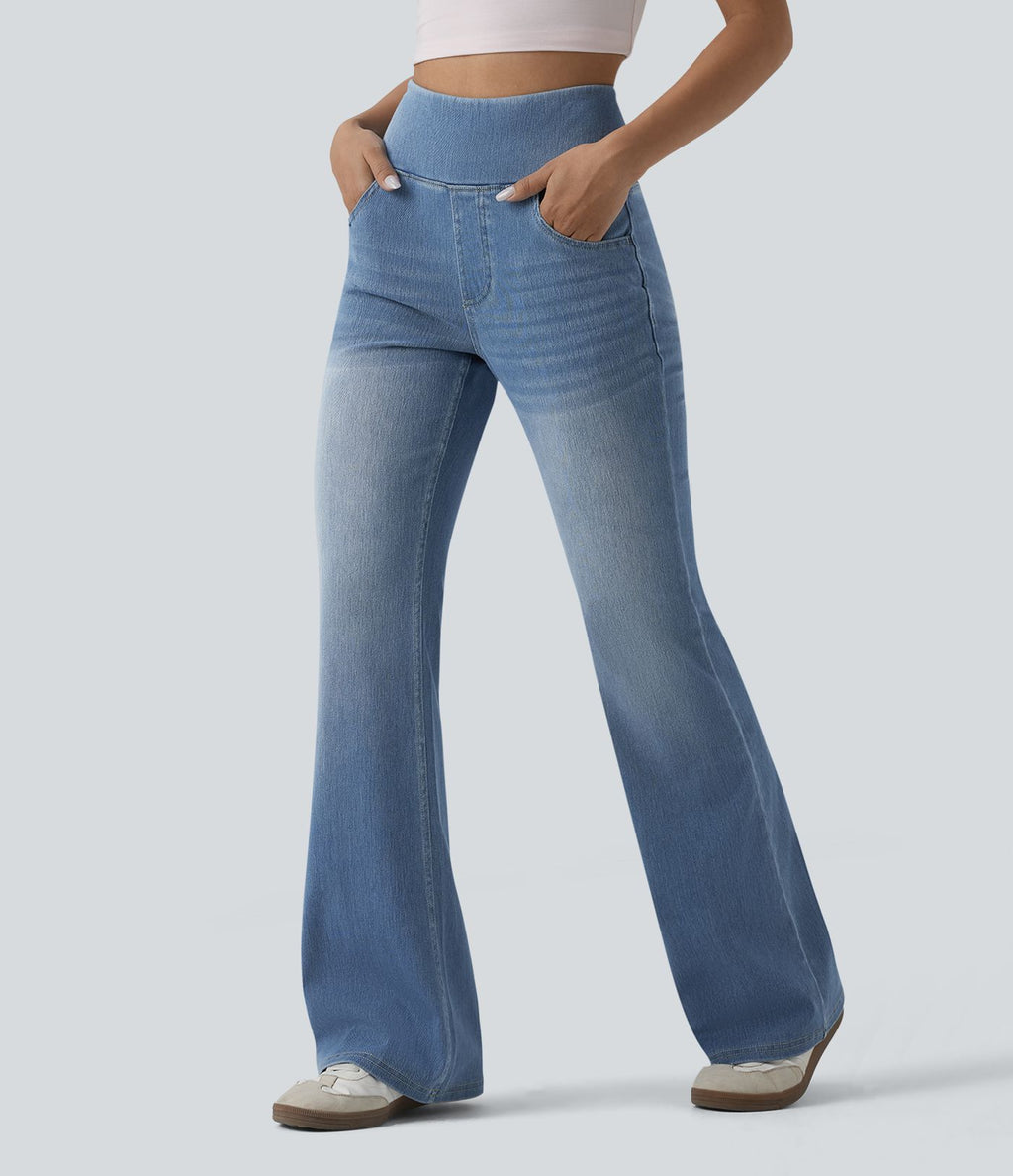 Jean évasé Halara Flex™ gainant casual taille haute avec poches