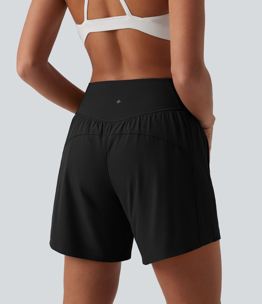 Short yoga 2-en-1 Breezeful™ croisé taille haute séchage rapide 12,5 cm avec poches