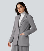 Blazer de travail col cranté infroissable à manches longues Halara Flex™ Suit avec poches