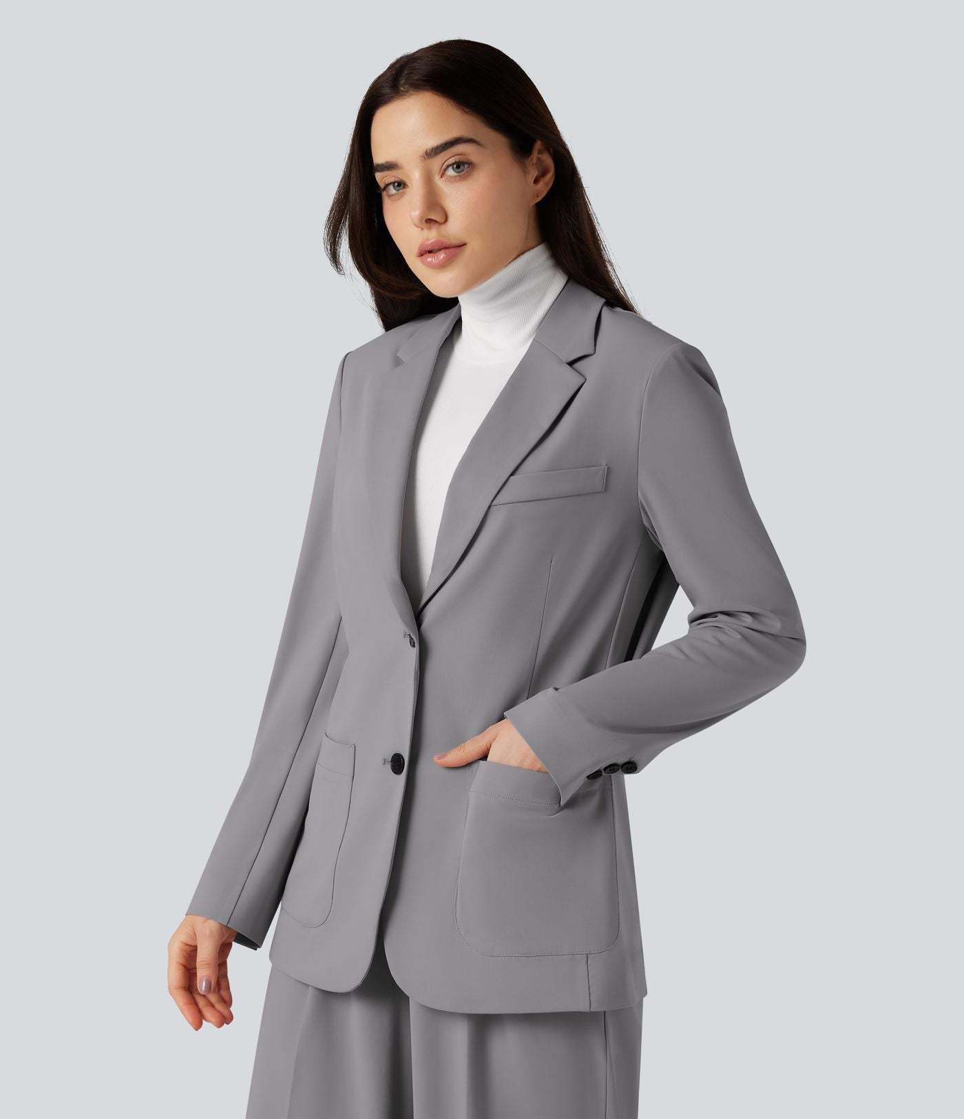 Blazer de travail col cranté infroissable à manches longues Halara Flex™ Suit avec poches
