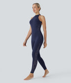 Combinaison de yoga moulante Softlyzero™ à dos nu avec dentelle contrastante - UPF50+