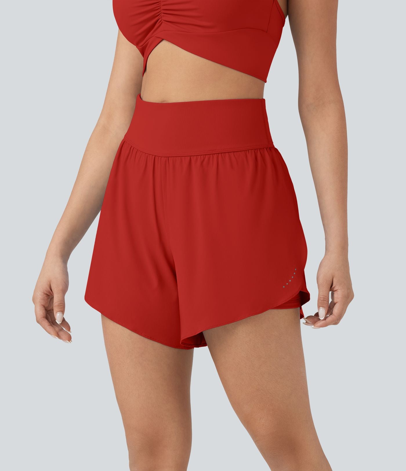 Short 2-en-1 de course gainant taille haute avec points réfléchissants, ourlet croisé et séchage rapide 12,5 cm avec poches SoftlyZero™