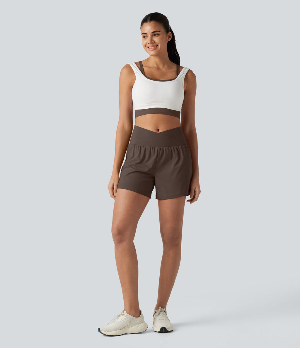 Short de yoga SoftlyZero™ Airy croisé taille haute 2-en-1 effet frais InstantCool 12,5 cm avec poches