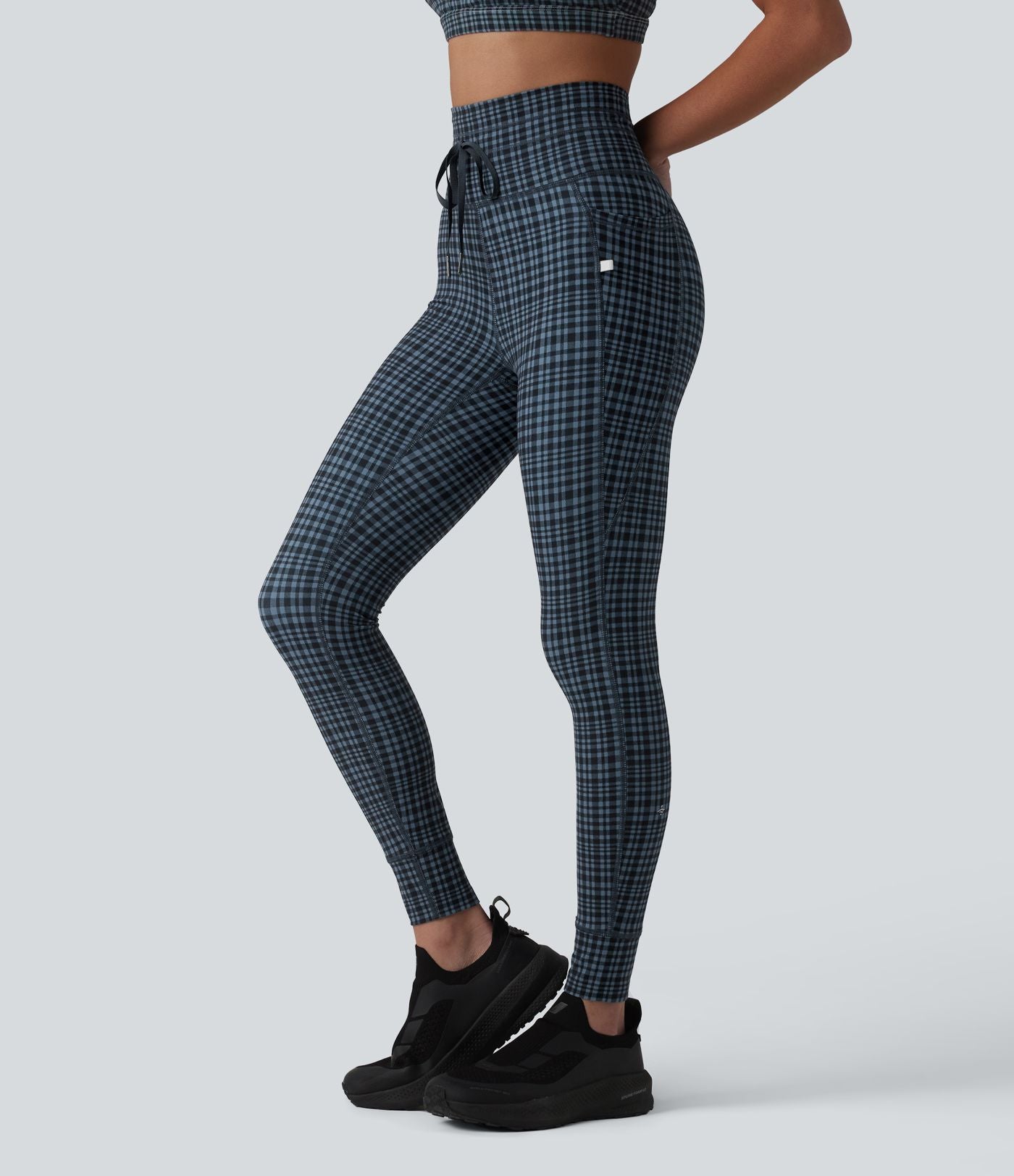Legging de yoga Halara UltraSculpt™ taille haute avec cordon de serrage imprimé carreaux avec poches