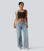 Débardeur crop-top à encolure diamant avec base croisée et coussinets amovibles