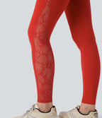 Softlyzero™ Legging Yoga 7/8 Taille Haute avec Poche au Dos Découpe Croisée et Dentelle Contrastante