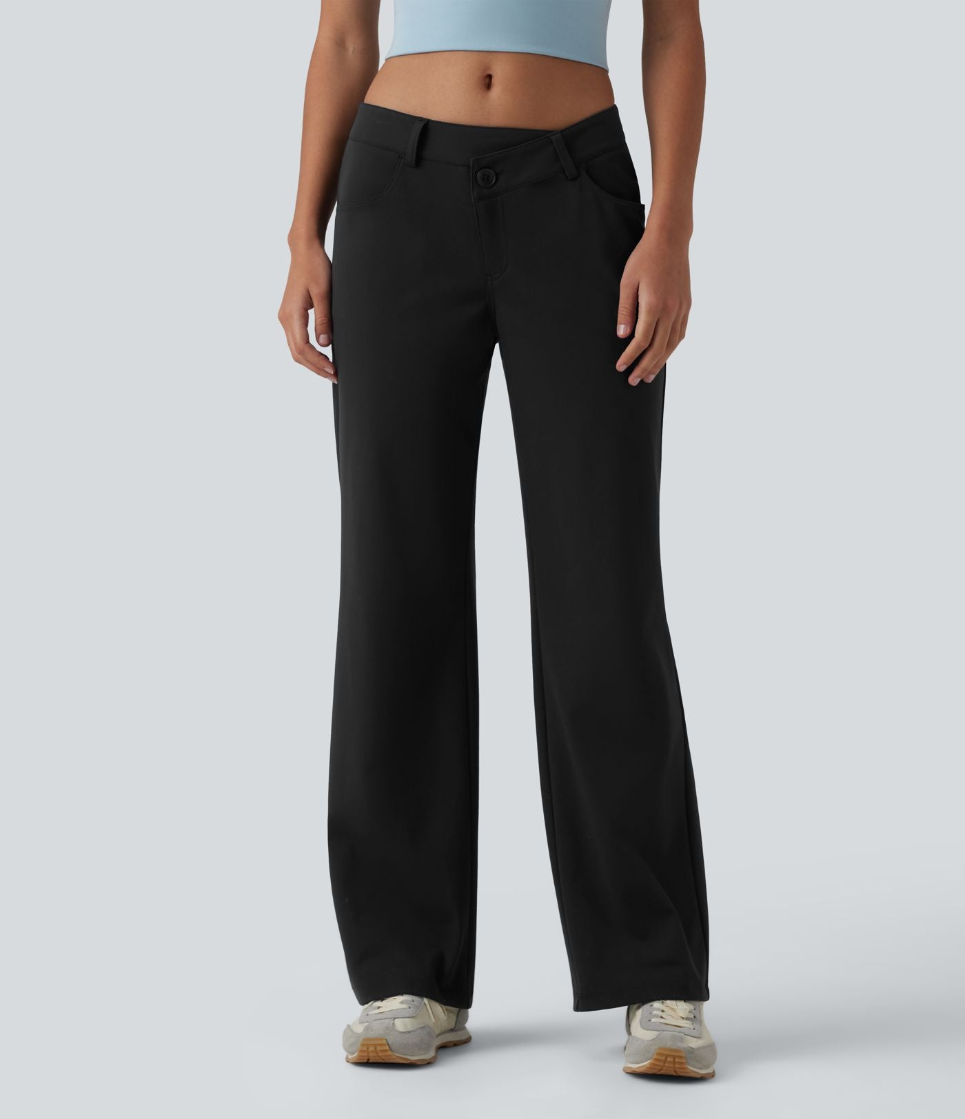 Pantalon décontracté DayStretch taille basse asymétrique coupe droite avec poches