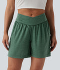 Short décontracté croisé taille haute 12,5 cm avec poches