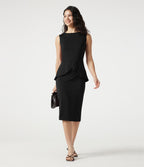 Robe tailleur midi sans manches col rond