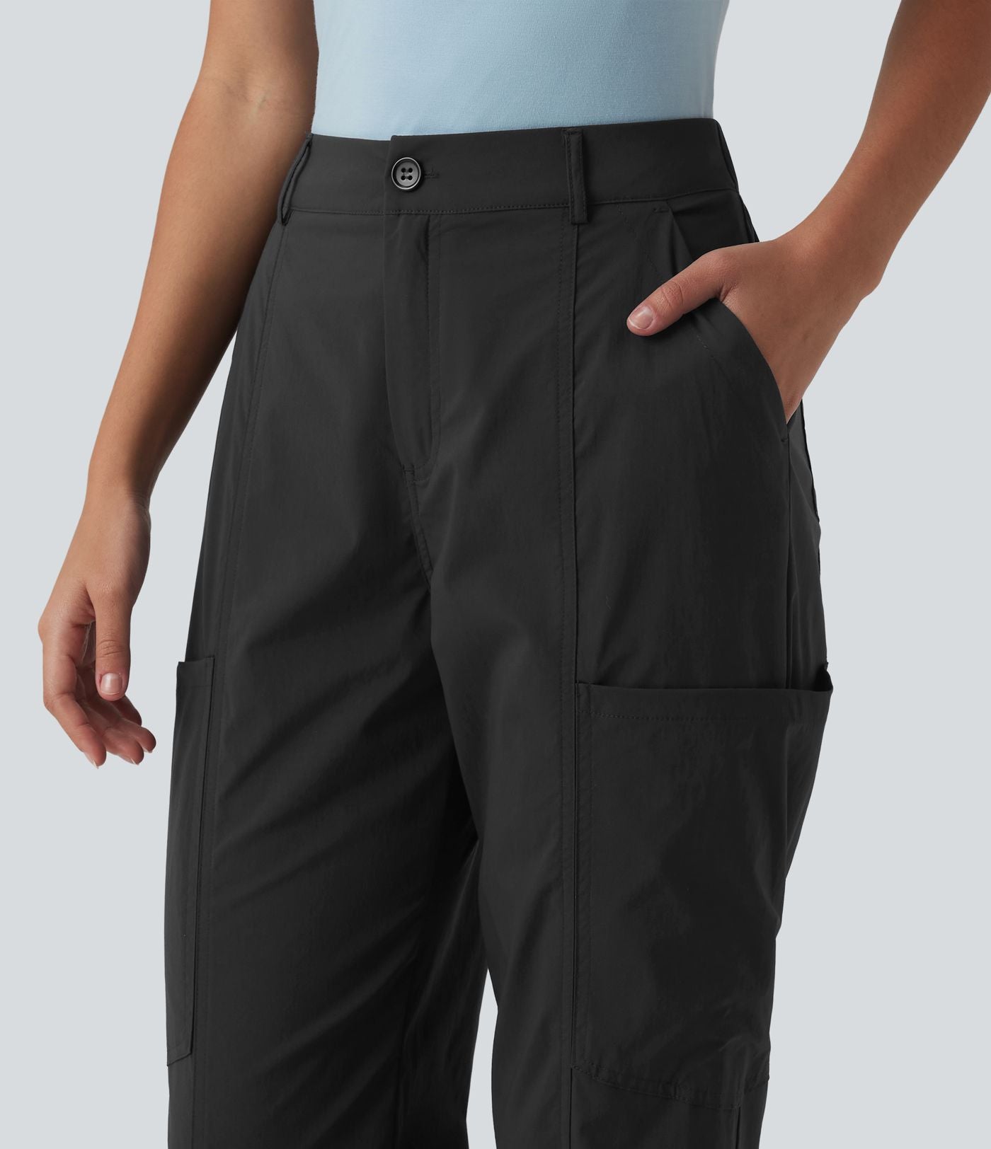 Jogging cargo casual taille mi-haute avec poches