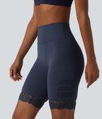 Halara UltraSculpt™ Short de cycliste gainant taille haute en mesh respirant avec dentelle contrastée et poches — 23 cm