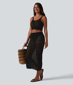 Débardeur pull crop à maille ajourée