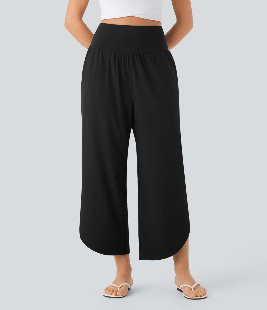 Pantalon fluide resort Breezeful™ à séchage rapide, coupe fendue et effet ventre plat