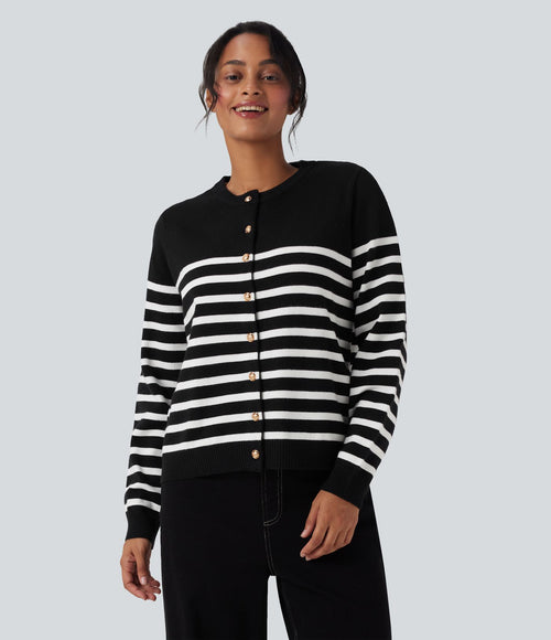 Cardigan de travail rayé color block