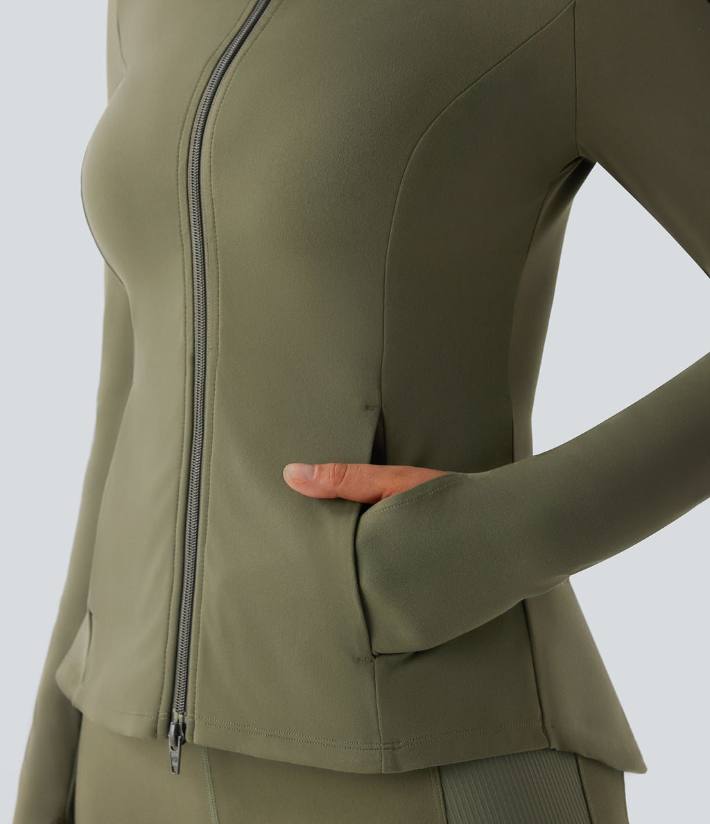 Veste d'équitation ajustée Softlyzero™ avec col montant, passe-pouces, poches, plis et fermeture éclair - Protection UPF50+