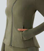Veste d'équitation ajustée Softlyzero™ avec col montant, passe-pouces, poches, plis et fermeture éclair - Protection UPF50+