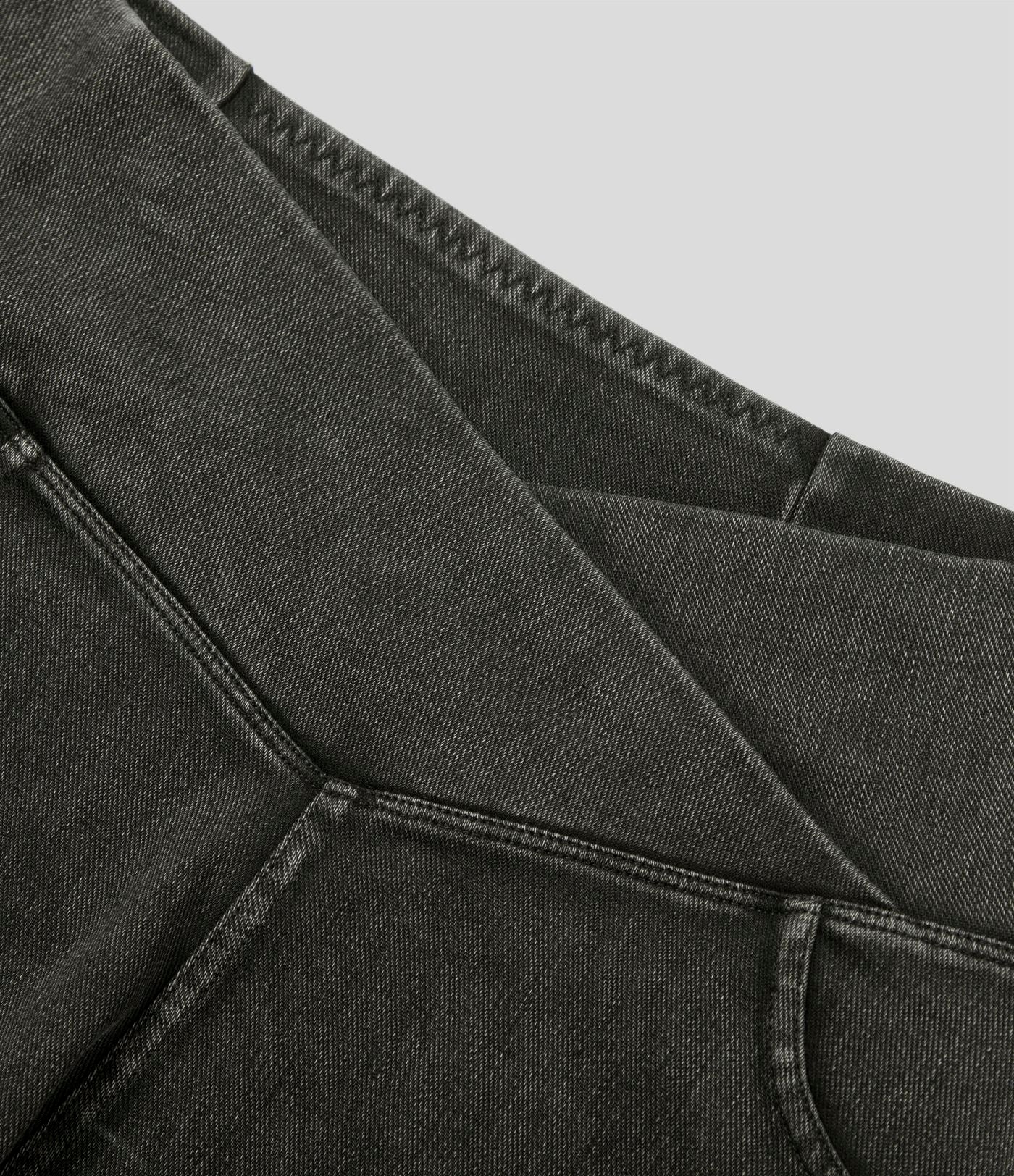 Halara Flex™  Shorts 7,5cm Denim Casual Taille Haute Poches Latérales Croisées en Maille Extensible