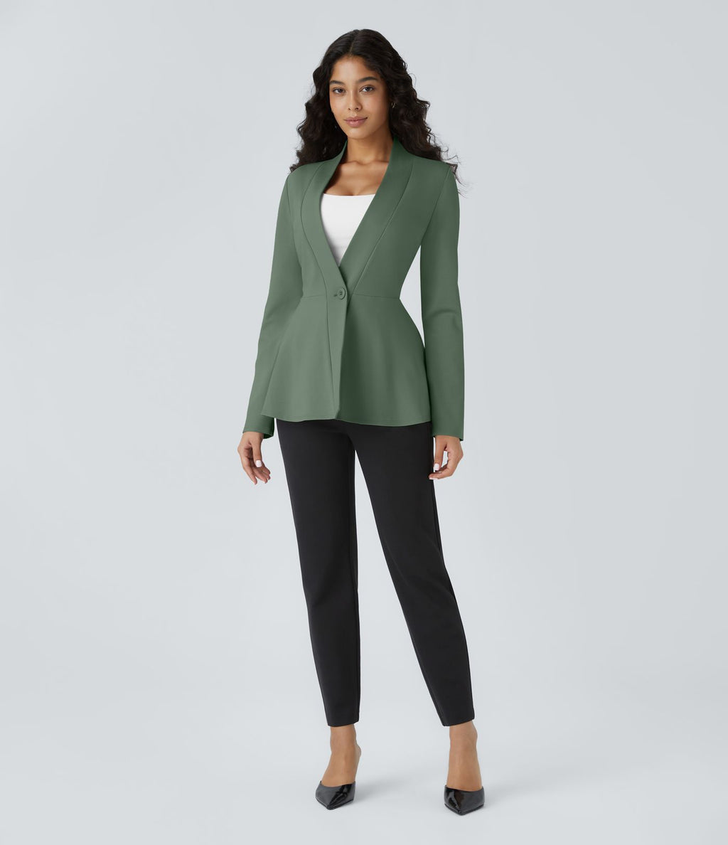 Veste péplum de travail col en V avec un bouton