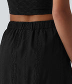 Jupe mini évasée 2-en-1 taille haute broderie style vacances