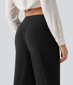 Pantalon de jogging taille haute en lin stretch avec poches