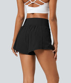 Short 2-en-1 de yoga gainant taille haute avec poches