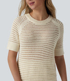 Pull col rond manches courtes