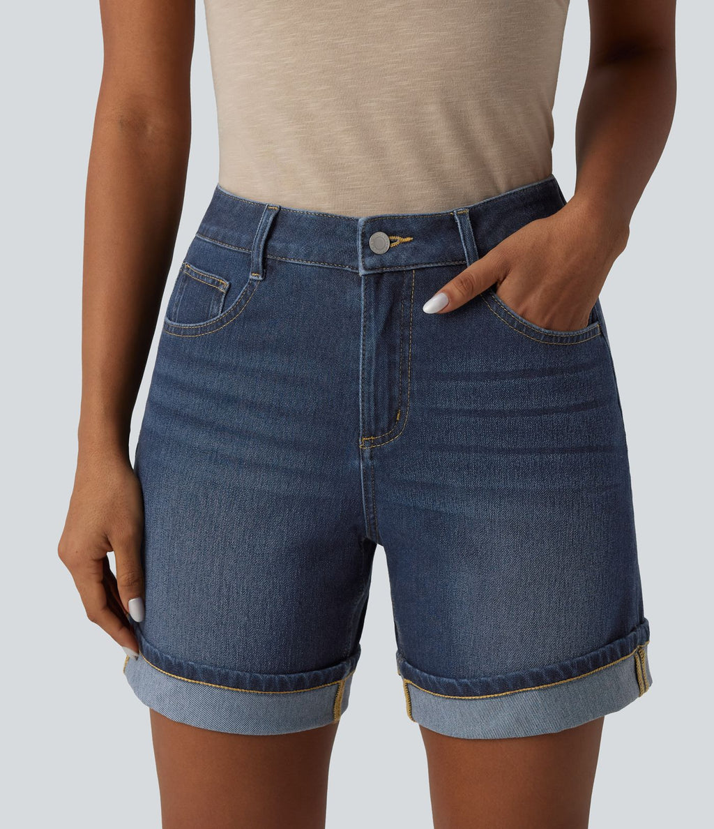 Short en jean Halara Flex™ casual taille haute 15 cm avec poches