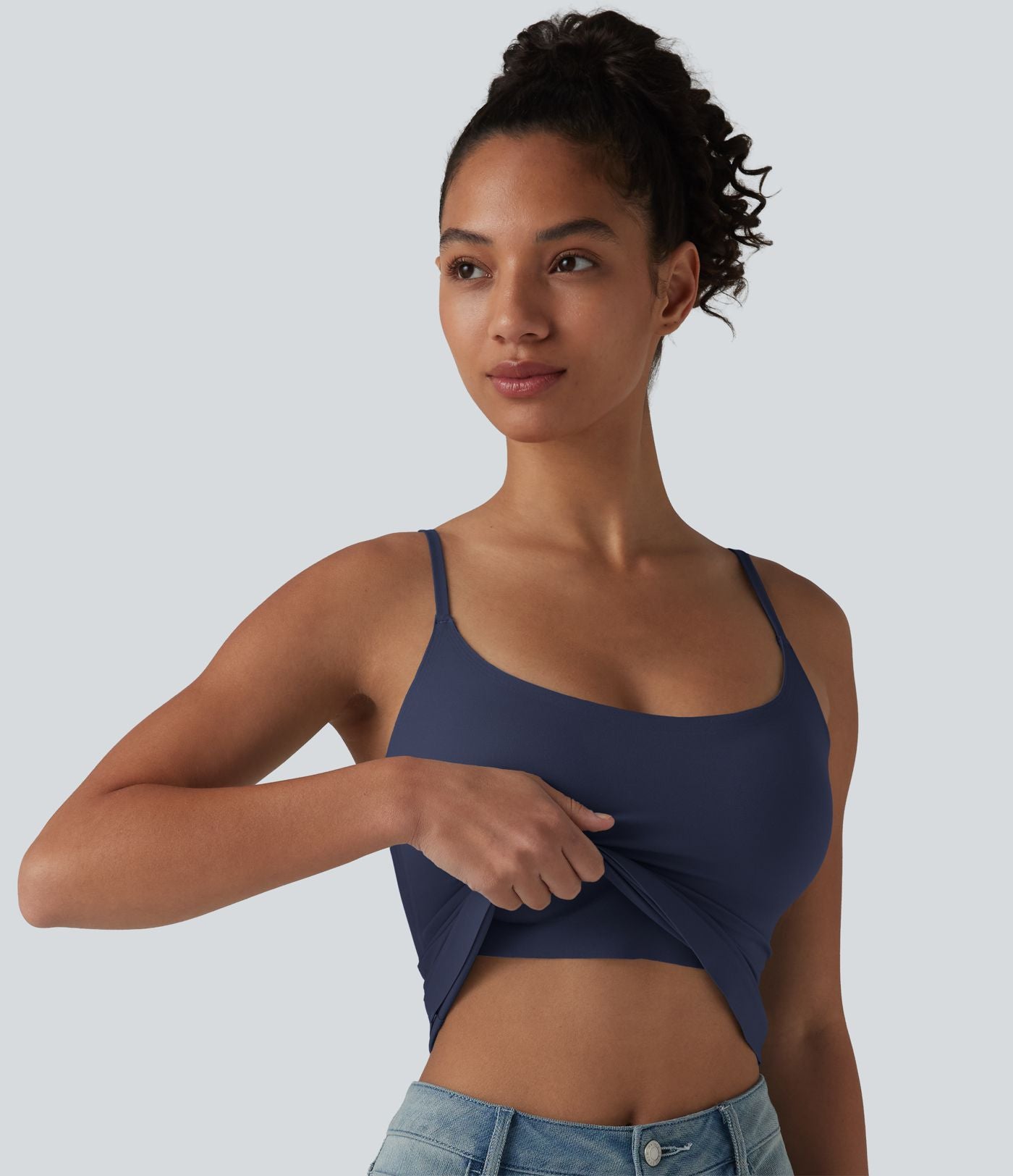 Débardeur décontracté à col rond et soutien-gorge intégré, bonnets BE