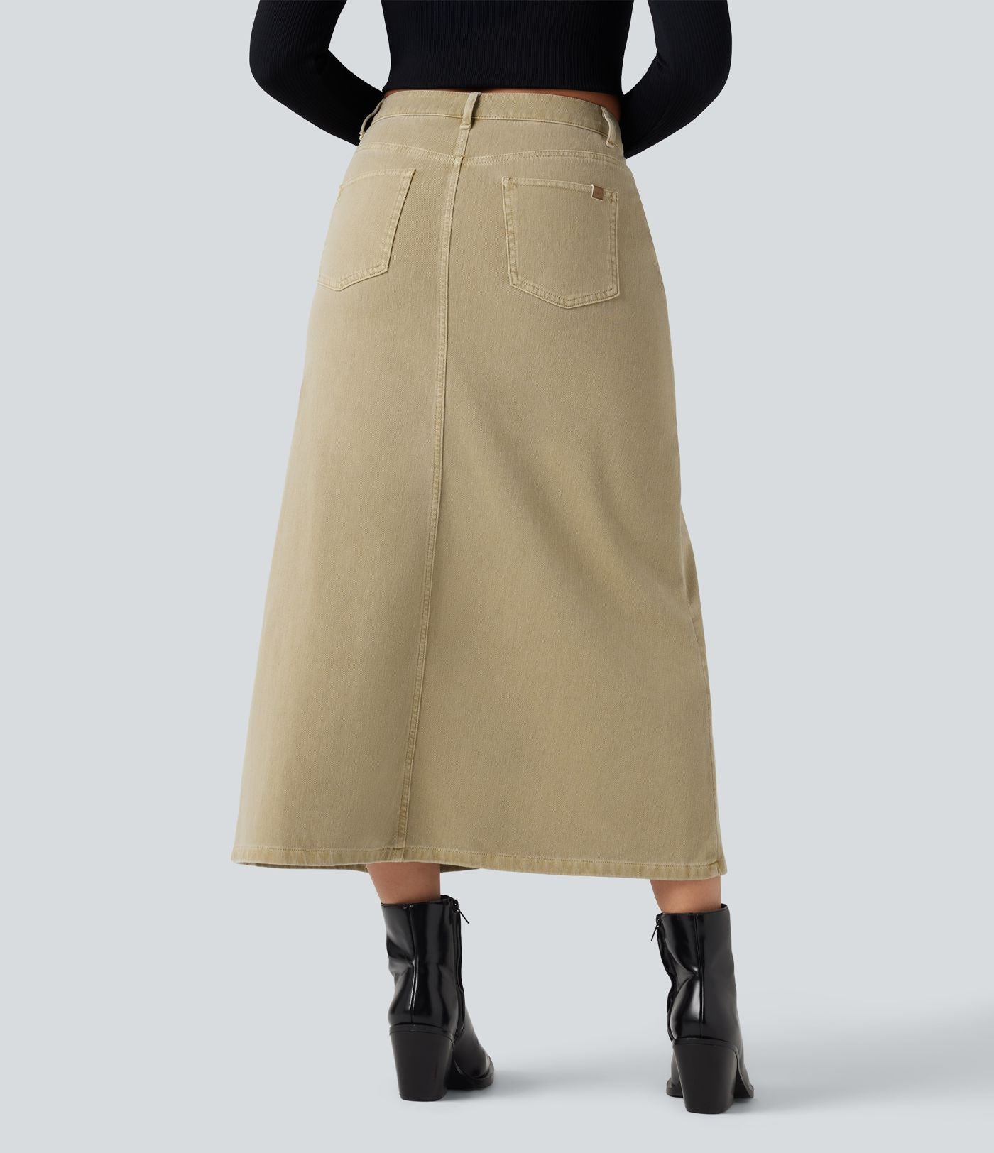 Jupe en jean colorée Halara Flex™ fendue mi-longue taille mi-haute avec poches