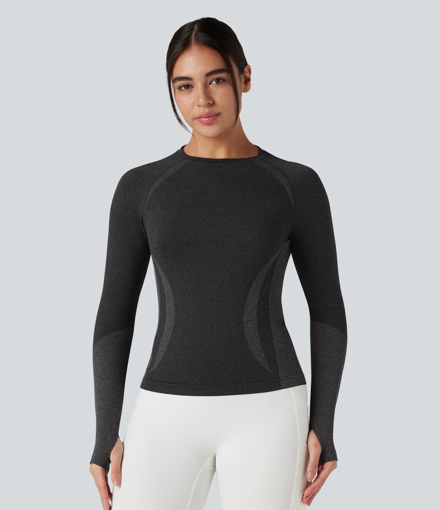Haut de sport yoga manches raglan longues avec passants pouces sans couture OneForm Seamless Flow