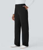 HalaraFlex™ Pantalon Tailleur taille haute en tissu gaufré avec poches latérales