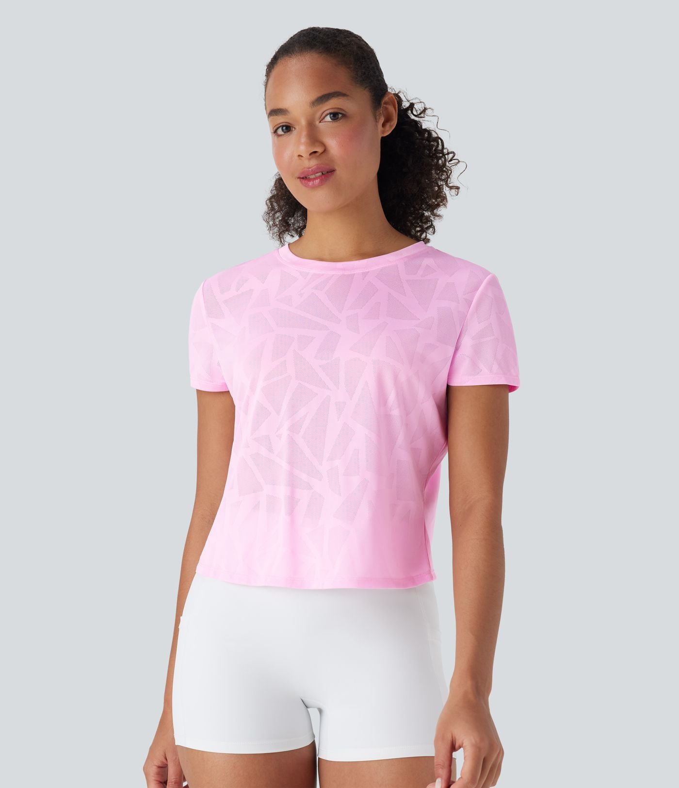 Haut de sport yoga ourlet croisé jacquard sans couture OneForm Seamless Flow