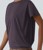 Haut de sport col rond manches courtes effet frais InstantCool avec fronces, protection solaire UPF50+