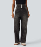 Jean décontracté Halara Flex™ jambe droite taille haute rabattable avec poches