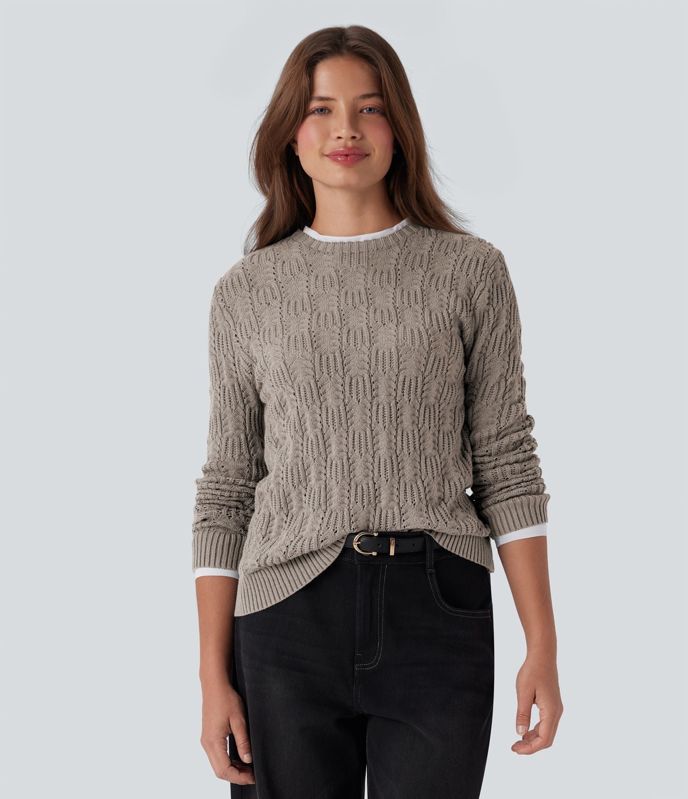 Pull décontracté col rond manches longues