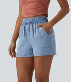 Jean large casual taille mi-haute en lyocell avec poches