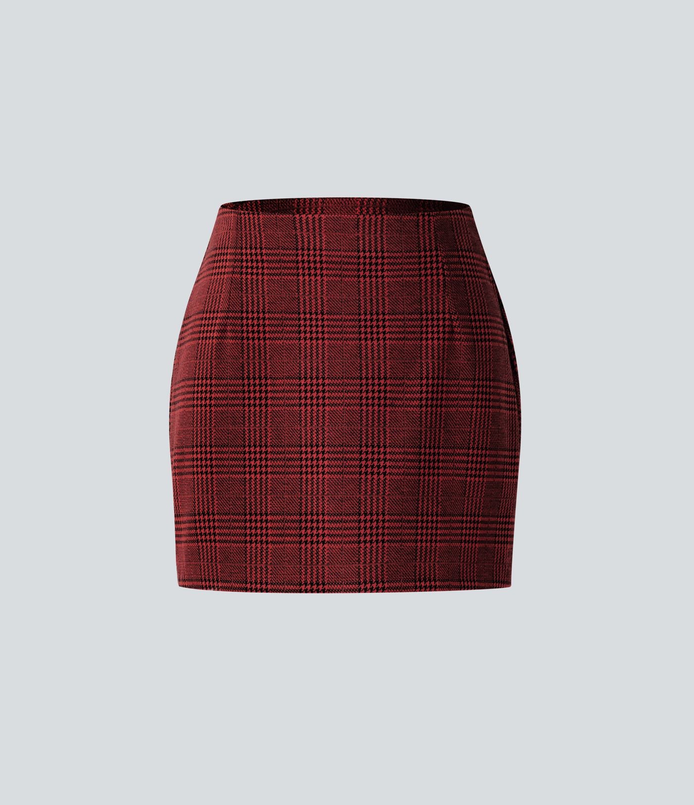 Jupe de Travail Mini 2-en-1 Taille Haute à Motif Pied-de-Poule