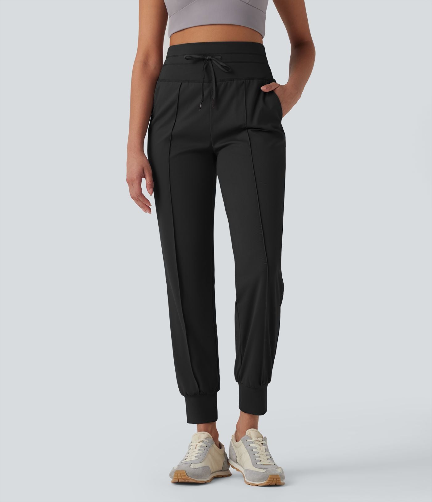 Jogging yoga taille haute cordon séchage rapide avec poches - UPF40+
