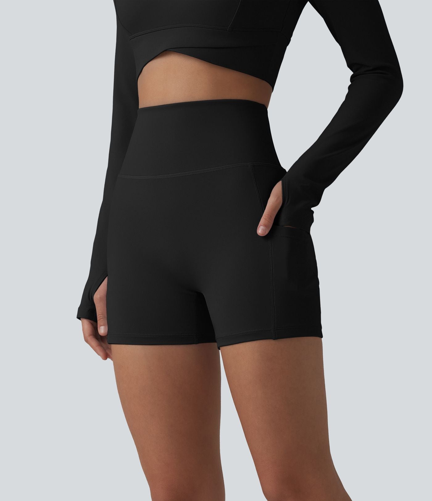 Jupe mini de yoga 2-en-1 ventre plat taille haute avec poches