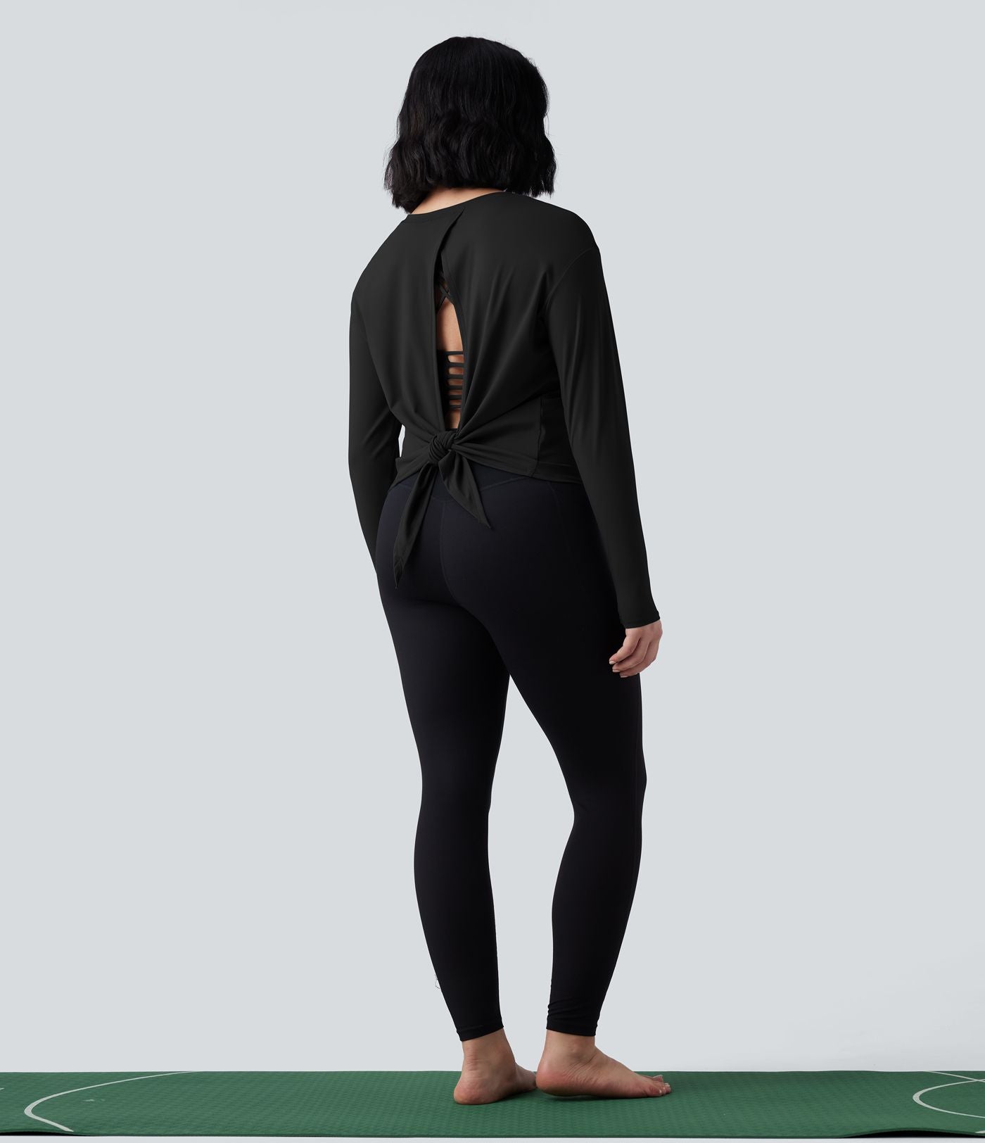 Haut de sport yoga SoftlyZero™ 2-en-1 col rond à manches longues avec nœud au dos et effet frais InstantCool, protection solaire UPF50+