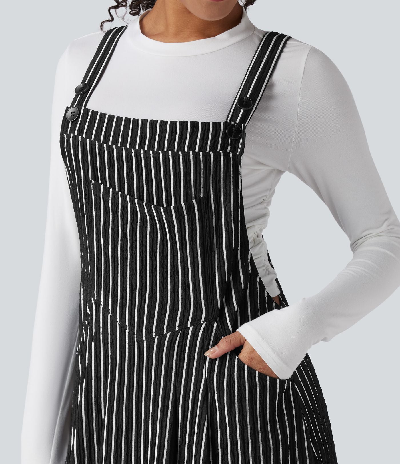 Robe décontractée midi fluide à rayures avec poches