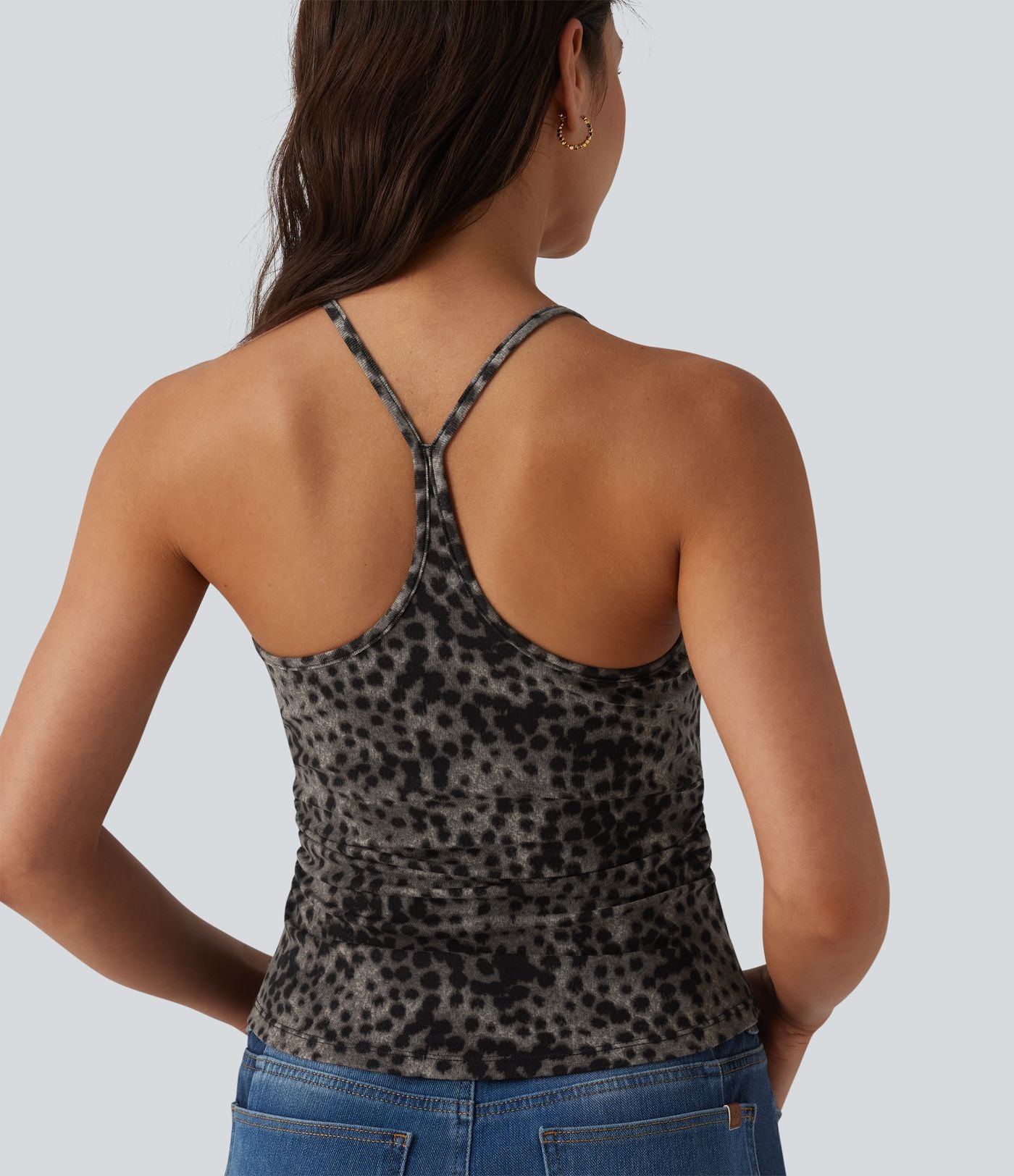 Débardeur casual dos nageur imprimé léopard avec soutien-gorge intégré