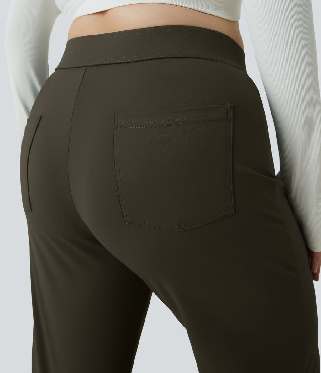 Pantalon coupe droite grande taille taille haute DayStretch avec poches